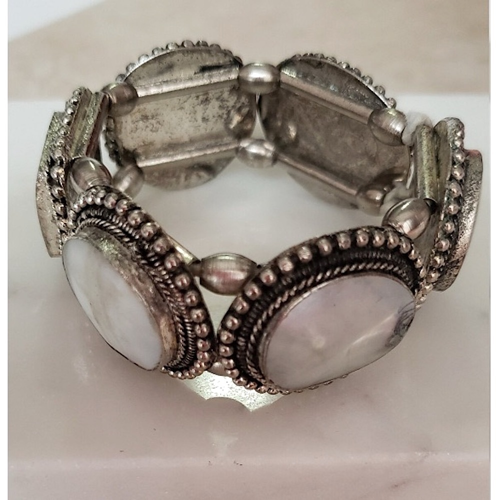 Elegant Silver Bracelet with White Accents
